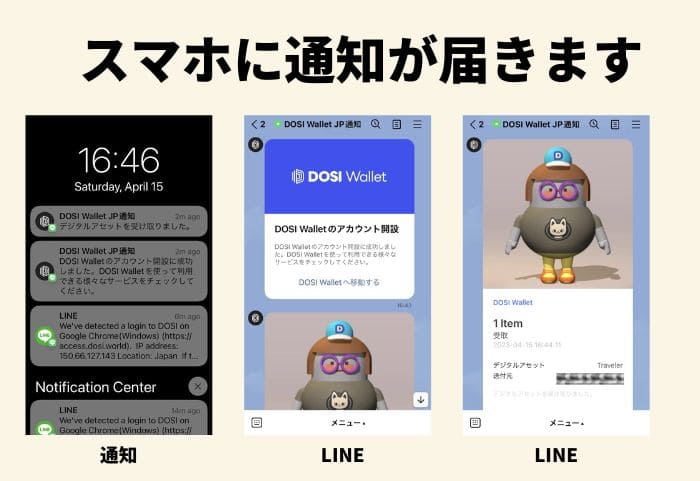 DOSIからスマホに通知